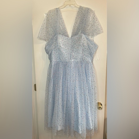 NWT Unique Vintage Blue Confetti Garden State Dress Retro Pinup Dapper 3X 20 22 - Picture 4 of 6